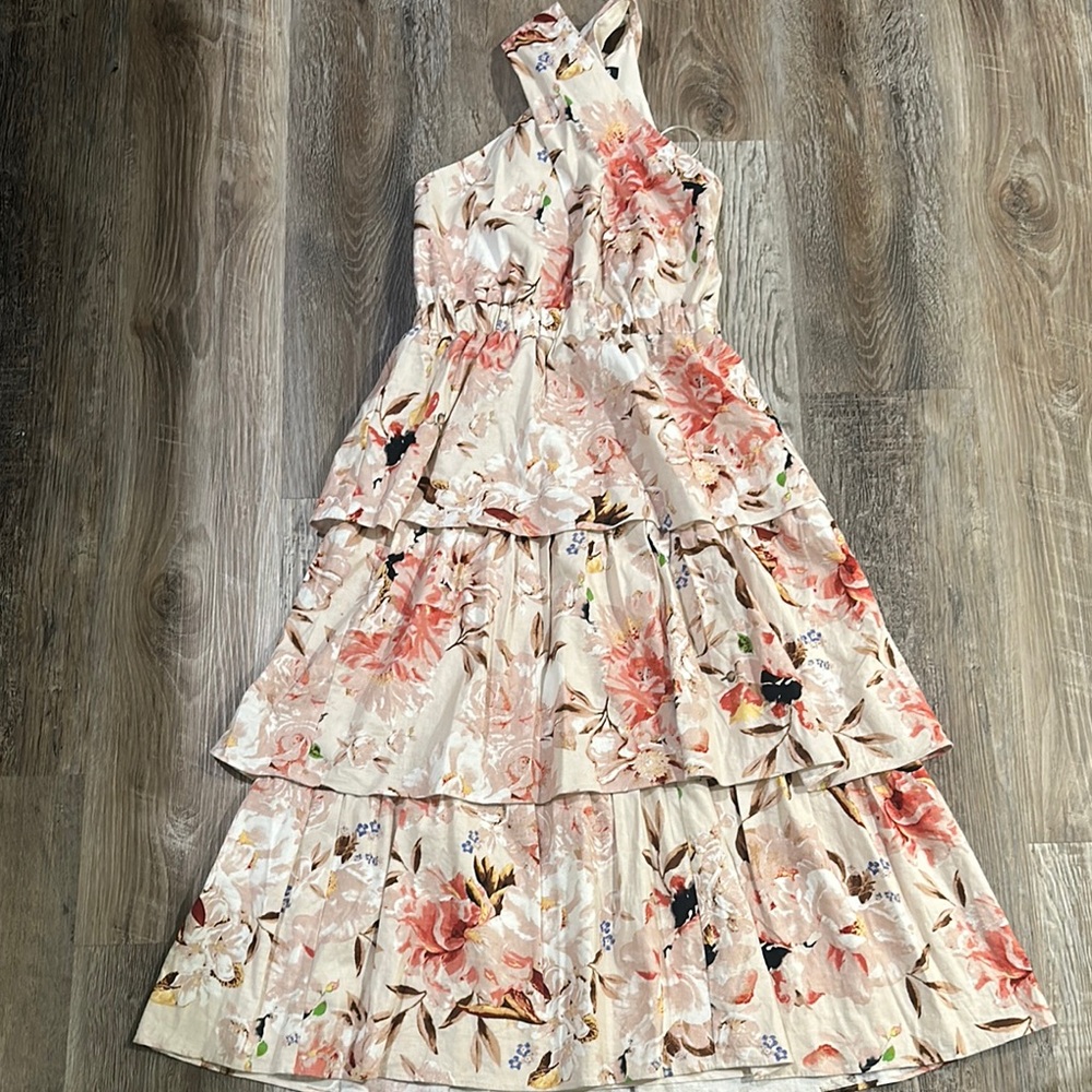 Express Floral Dress in Pink and Cream